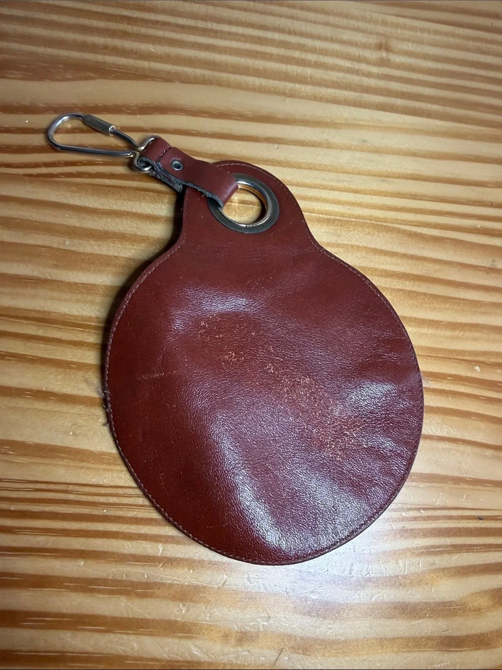 Vintage Borelli Collection Leather Round Coin Purse Pouch Key Chain Charm